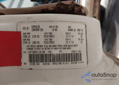 1996 Jeep Cherokee Se z USA, uszkodzony, nr VIN 1J4FT28S6TL181198